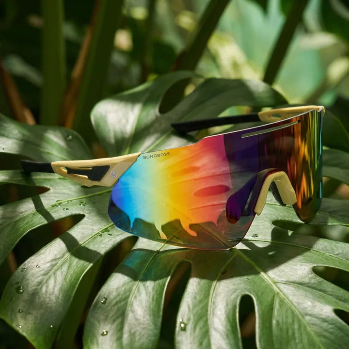 Lenses sun snake polarized bio-acetate biodegradable cat eye yellow botanical composition monstera tropical bonoboss #editorial_grid2 #color_yellow