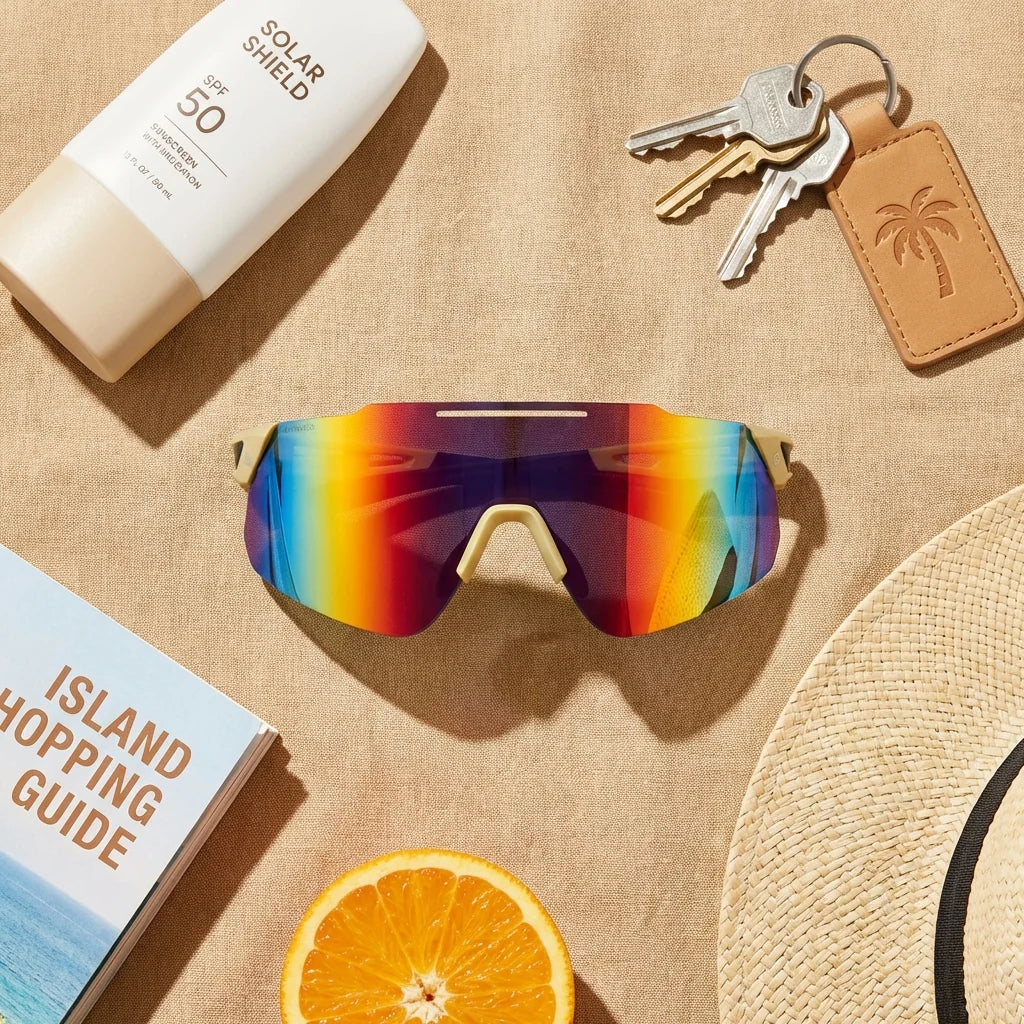 Lenses sun snake polarized bio-acetate cat eye yellow summer essentials flat lay playa accesorios verano bonoboss #editorial_detail1 #color_yellow