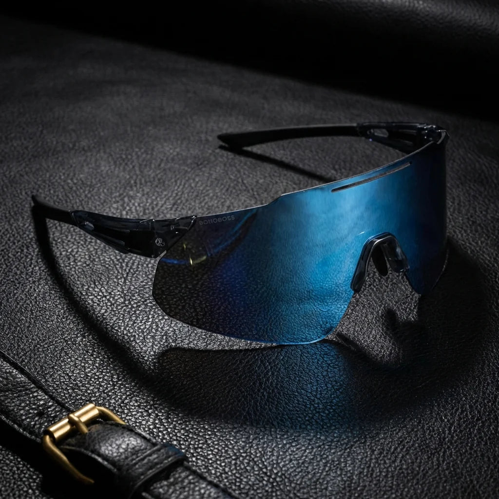 Lenses sun snake polarized UV400 bio-acetate cat eye blue sobre black leather premium brass detail bonoboss #editorial_grid1 #color_blue