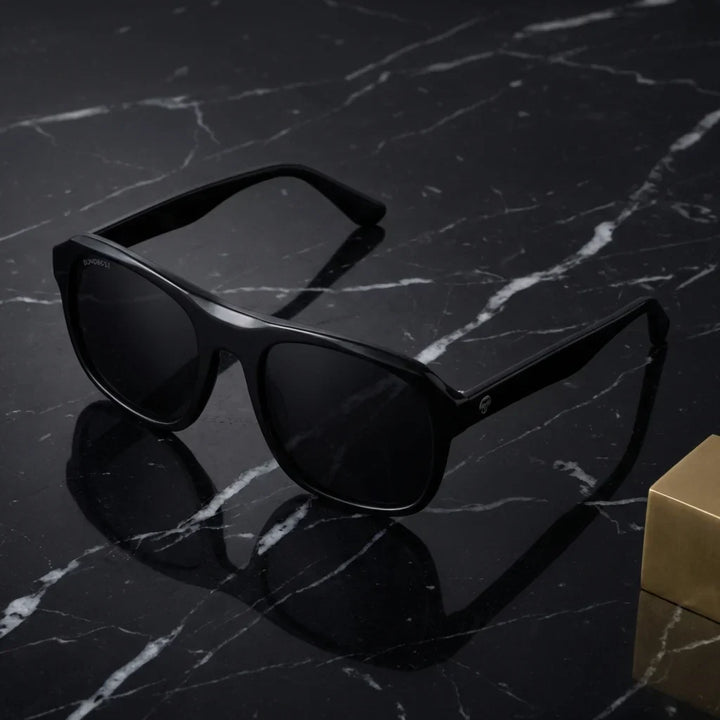 Lenses sun tom sun polarized UV400 bio-acetate aviator black sobre marmol black elegant surface premium bonoboss #editorial_grid1 #color_negro