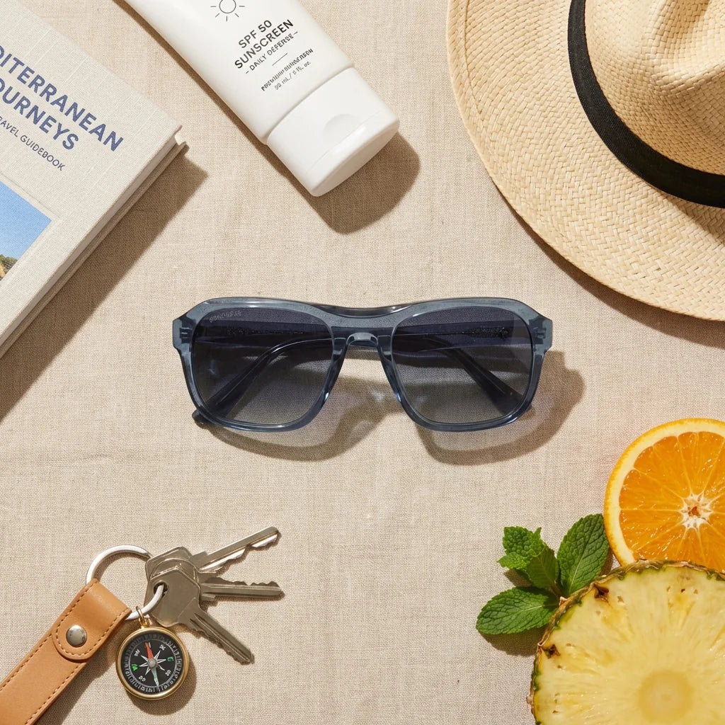 Lenses sun tom sun polarized UV400 bio-acetate aviator blue sobre marmol black detalle superficie premium bonoboss #editorial_grid1 #color_azul
