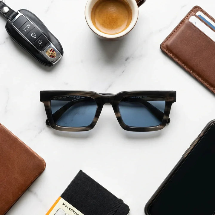 Lenses sun tokyo polarized UV400 bio-acetate square stained lens detail mirrored coating contraste bonoboss #editorial_polarizado #color_stained