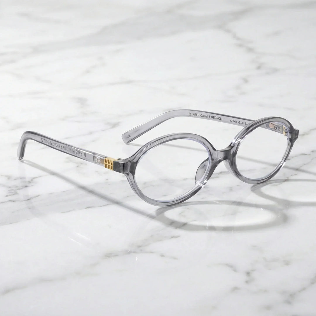Side view lenses lectura blueberry3 triple proteccion luz blue UV400 antirreflejo rpet recycled bonoboss