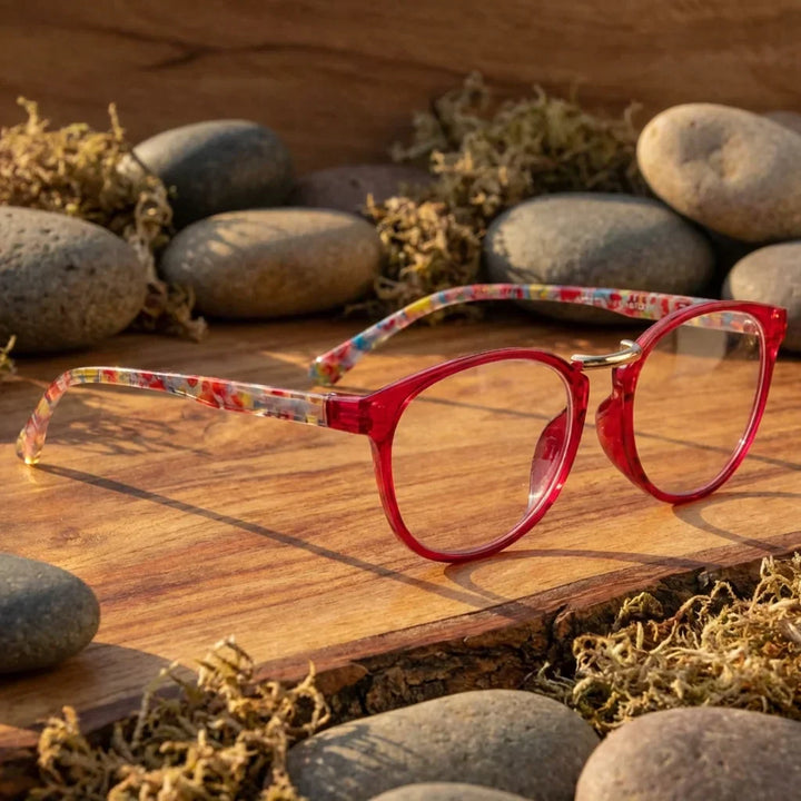 Side view lenses lectura claude red triple proteccion luz blue UV400 antirreflejo rpet recycled bonoboss