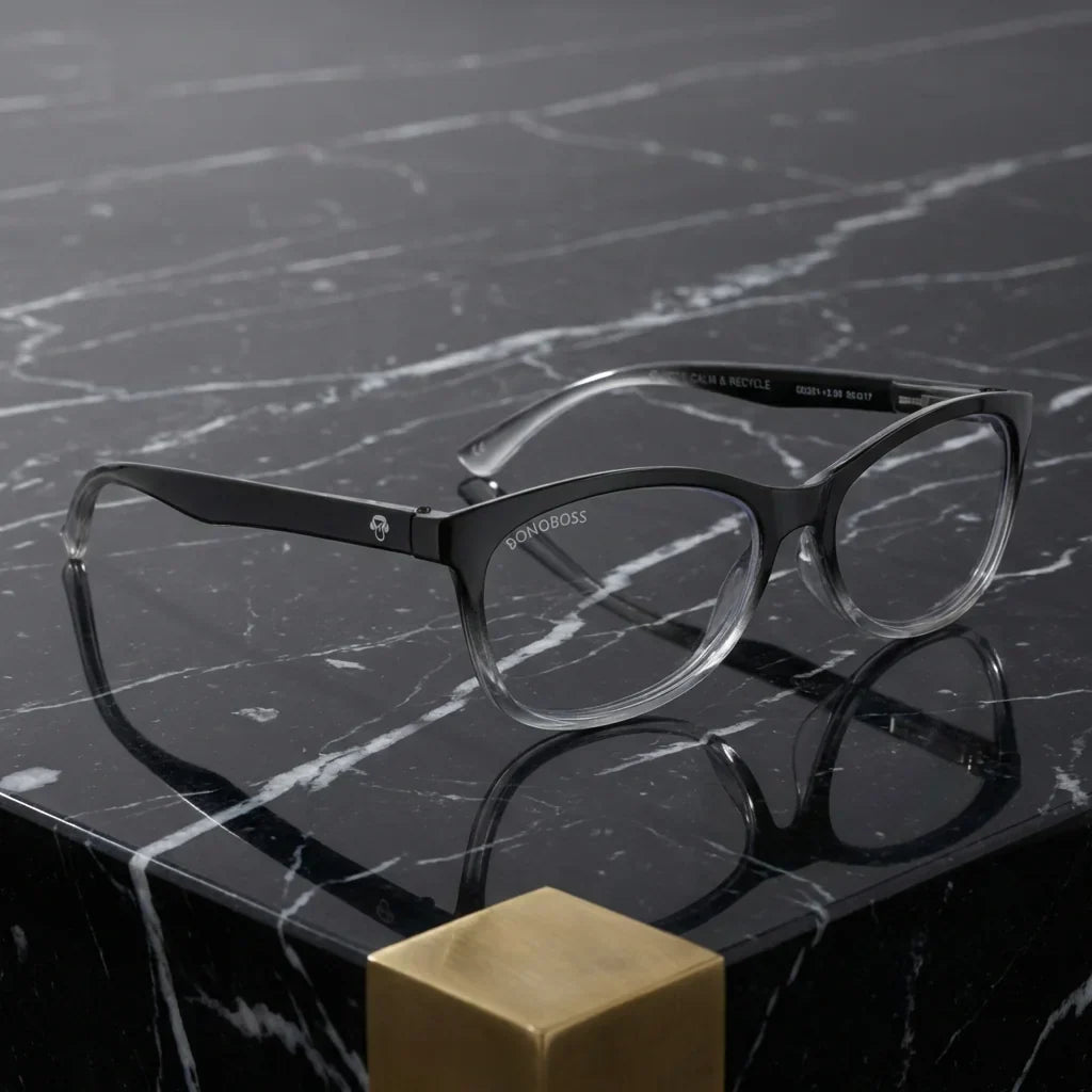 Side view lenses lectura figaro triple proteccion luz blue UV400 antirreflejo rpet recycled bonoboss