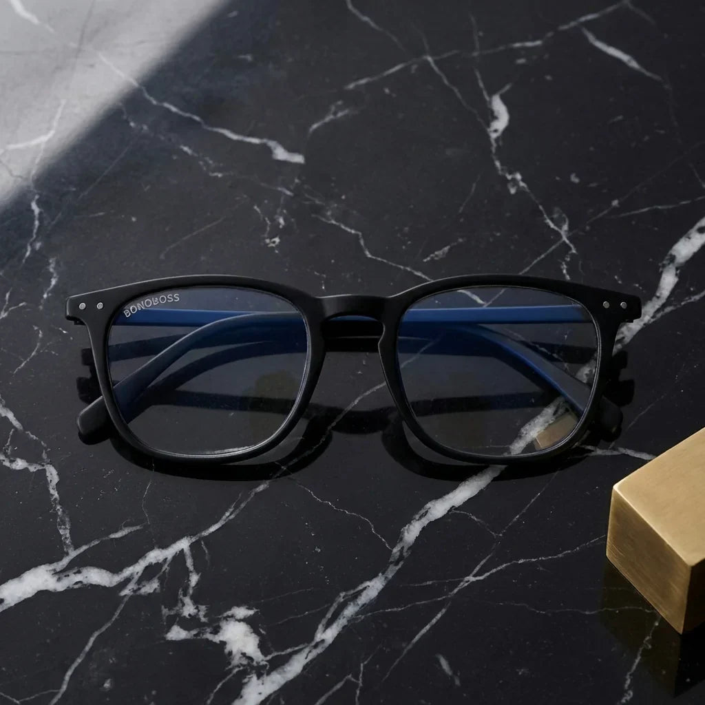 Detalle cristal triple tecnologia filtro luz azul UV400 antirreflejo lentes lectura Fiji Negro Bonoboss