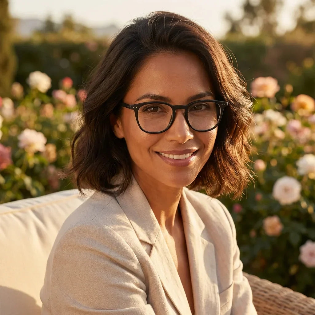 Profesional trabajando todo el dia lentes lectura Fiji Negro proteccion completa luz azul UV antirreflejo Bonoboss