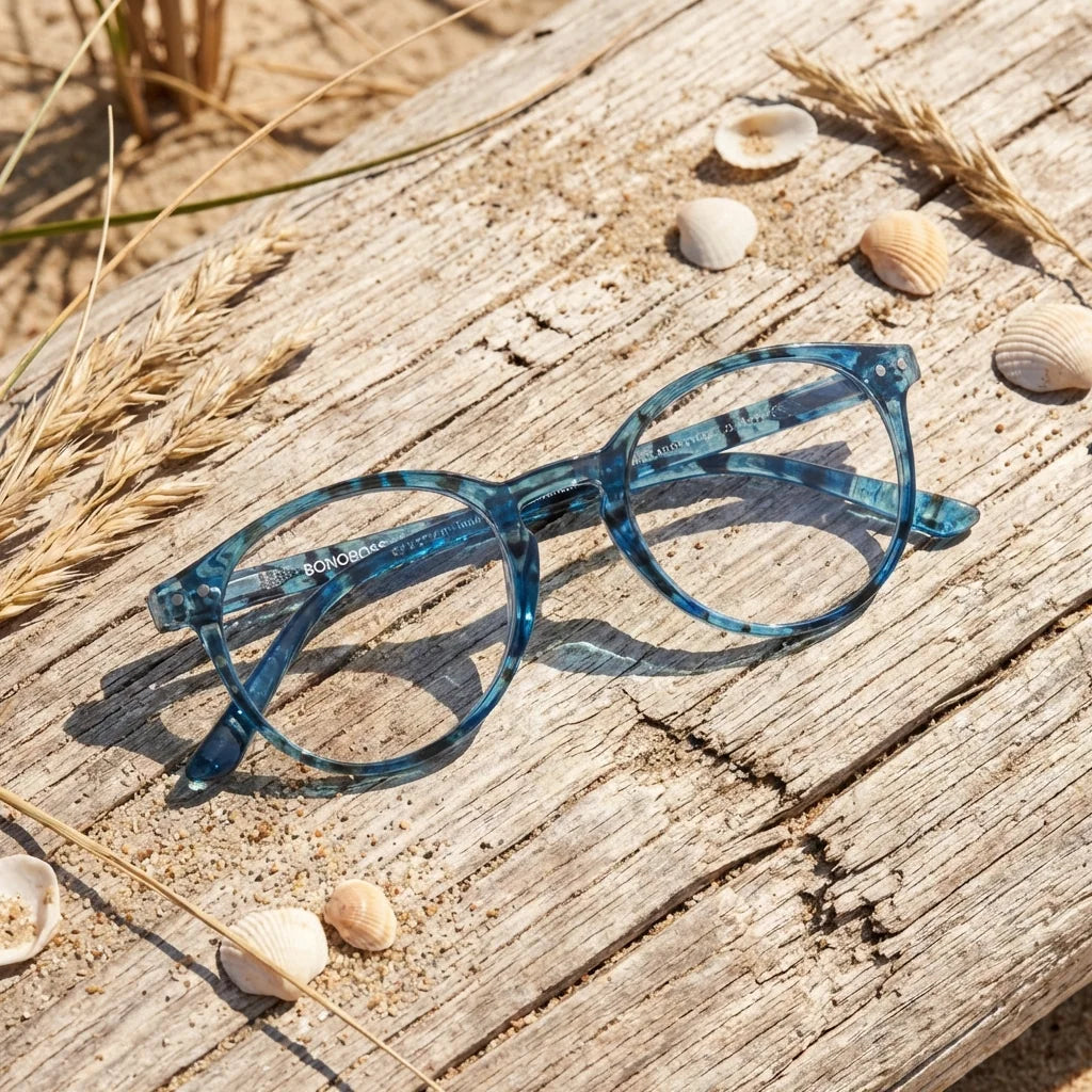 Side view lenses lectura gordon island triple proteccion luz blue UV400 antirreflejo rpet recycled bonoboss