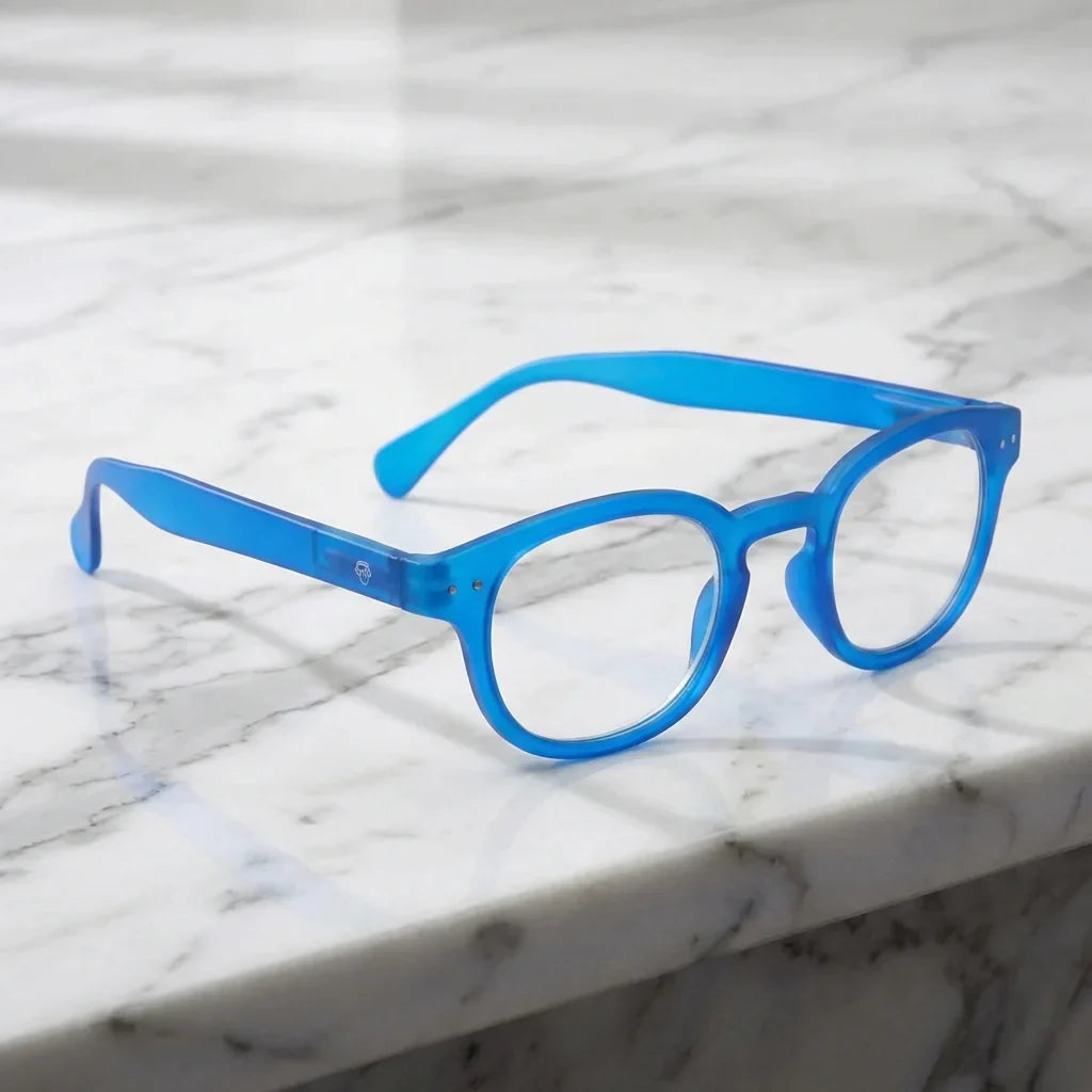 Side view lenses lectura hawaii blue triple proteccion luz blue UV400 antirreflejo rpet recycled bonoboss