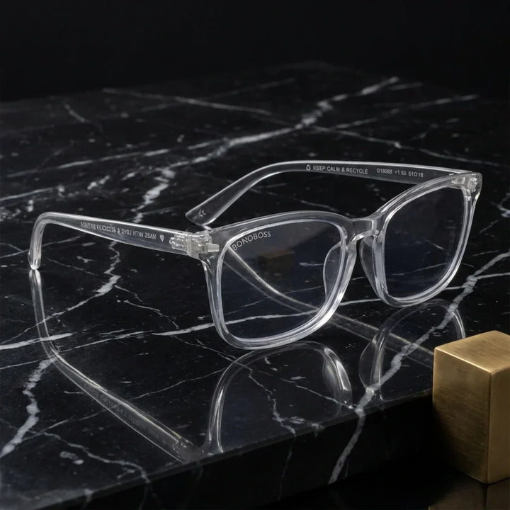 Side view lenses lectura oncol59 triple proteccion luz blue UV400 antirreflejo rpet recycled bonoboss