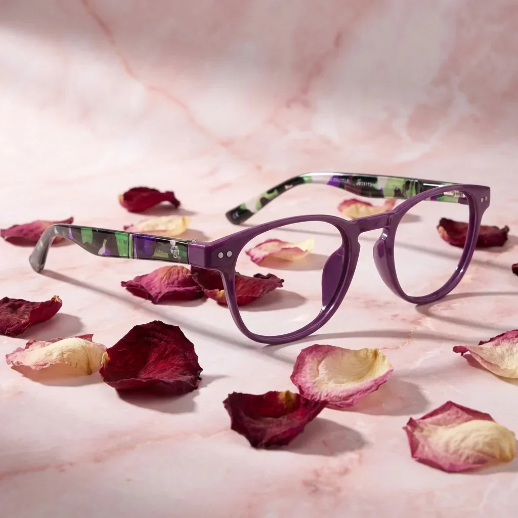 Side view lenses lectura paine purple lenses lectura triple proteccion luz blue UV400 antirreflejo rpet recycled bonoboss