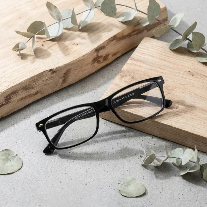 Side view lenses lectura tineo black triple proteccion luz blue UV400 antirreflejo rpet recycled bonoboss