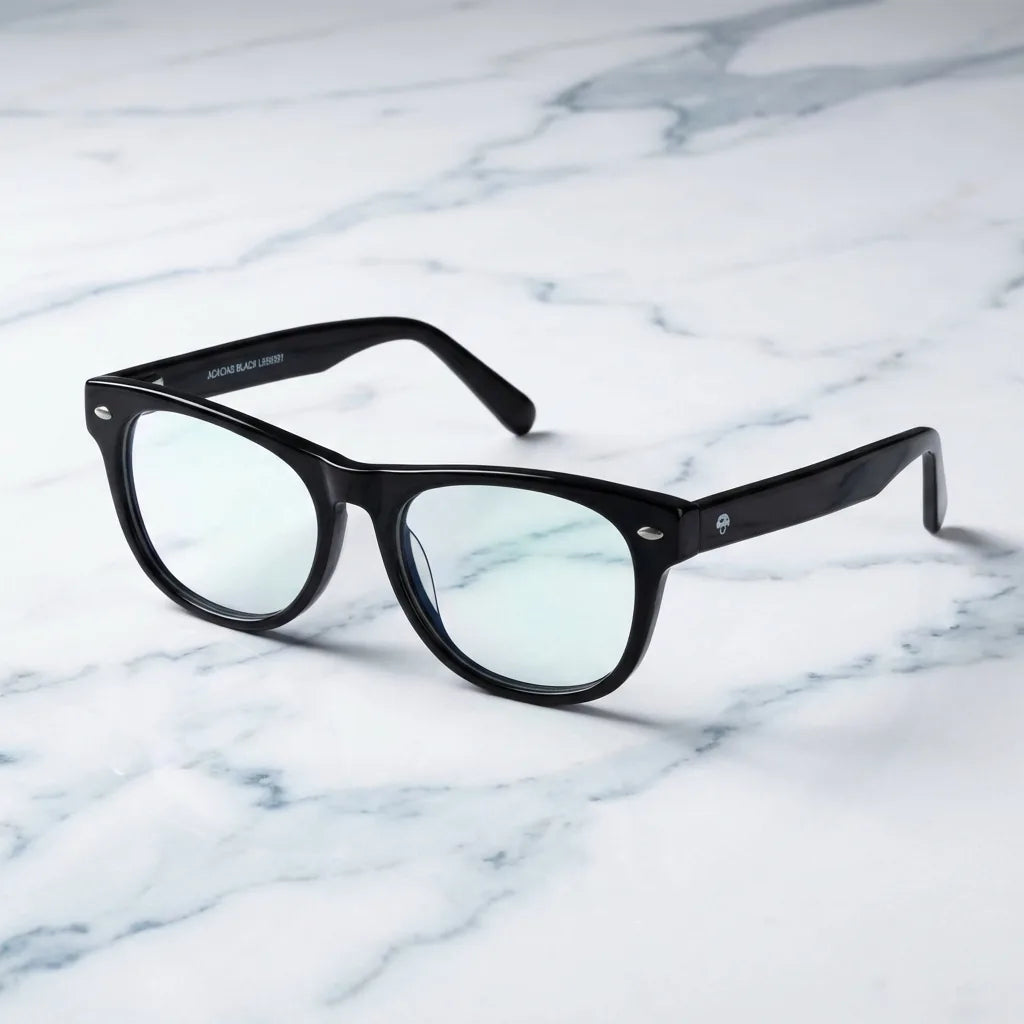 Lenses optical acacia black sobre mármol white elegante frame premium bonoboss #editorial_armazon #color_negro