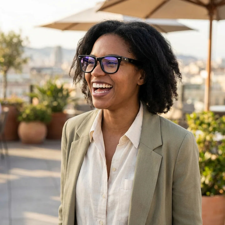 Lenses optical acacia black women in terraza with vista panorámica bonoboss #editorial_lifestyle2 #color_negro
