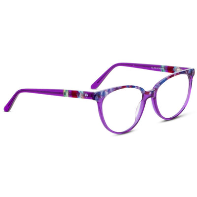 marcos opticos armazones agatados de color morado de moda para mujer de cara redonda