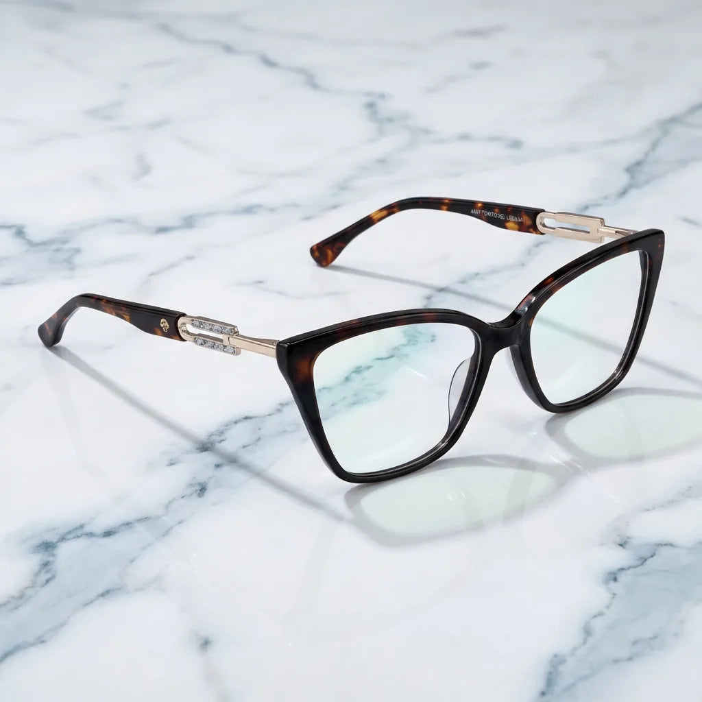 Lenses optical amy tortoise sobre mármol white elegante frame premium bonoboss #editorial_armazon #color_carey