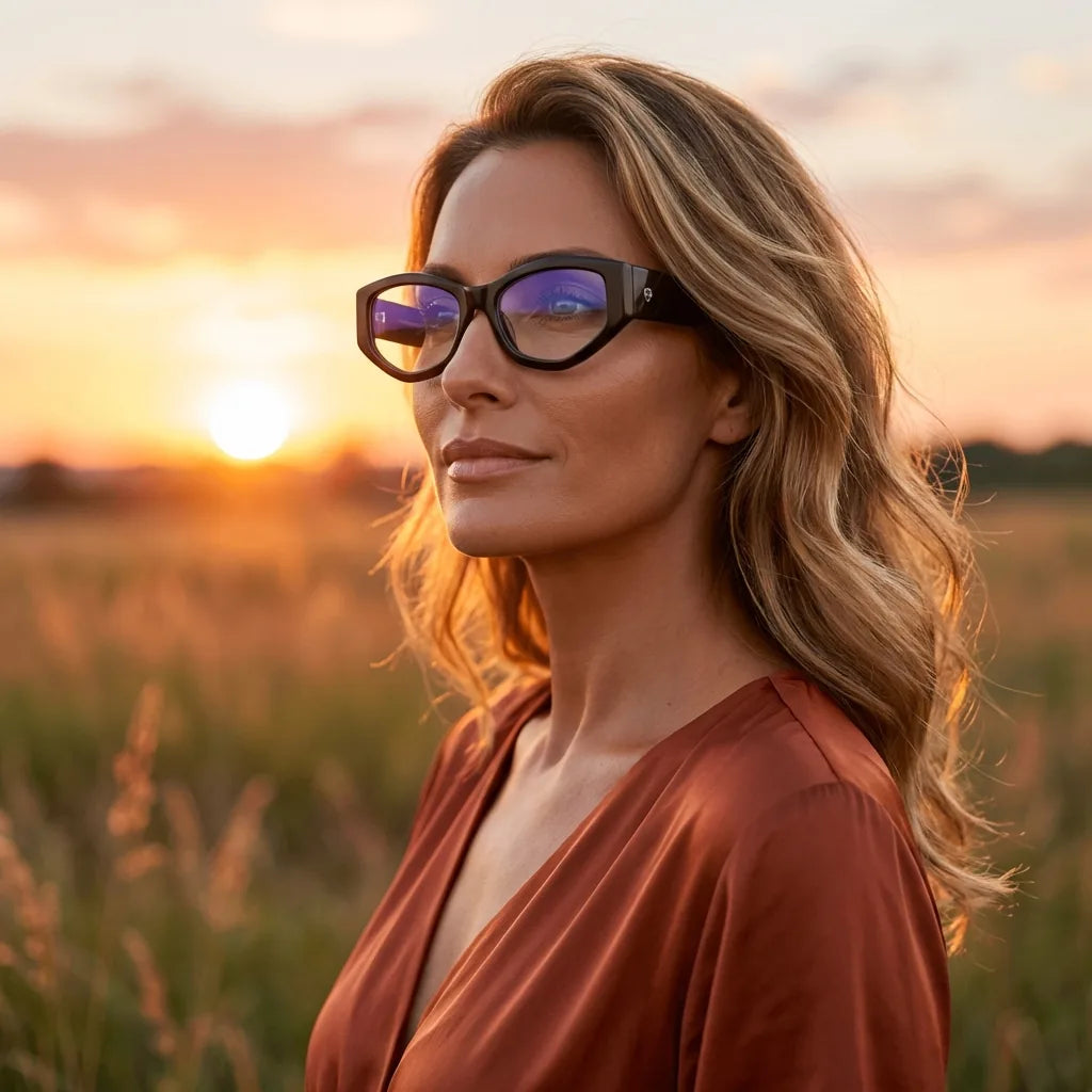 Lenses optical artemisa black women in luz dorada golden hour elegante bonoboss #editorial_lifestyle1 #color_negro