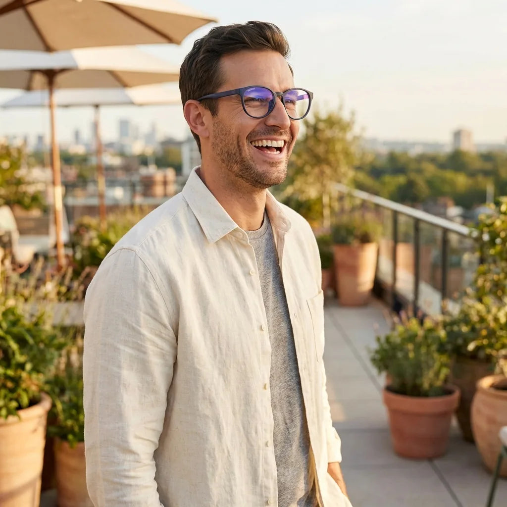 Lenses optical ashley blue women in terraza with vista panorámica bonoboss #editorial_lifestyle2 #color_azul