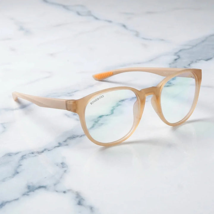 Lenses optical ashley peach sobre mármol white elegante frame premium bonoboss #editorial_armazon #color_peach