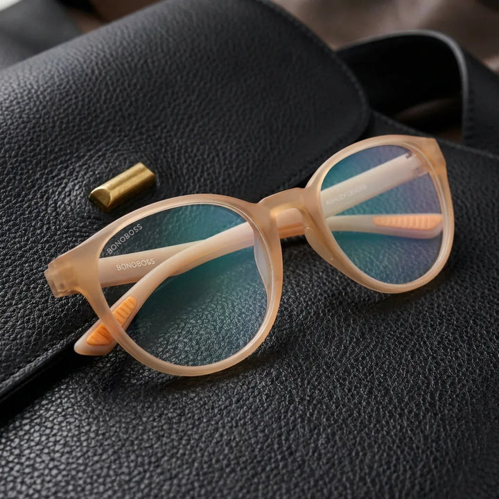 Lenses optical ashley peach sobre black leather with detalle brass gold calidad premium prescription bonoboss #editorial_banner_confianza #color_peach