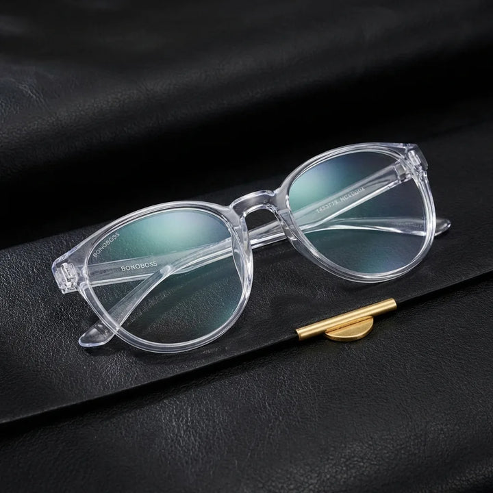 Lenses optical ashley clear sobre black leather with detalle brass gold calidad premium prescription bonoboss #editorial_banner_confianza #color_transparente