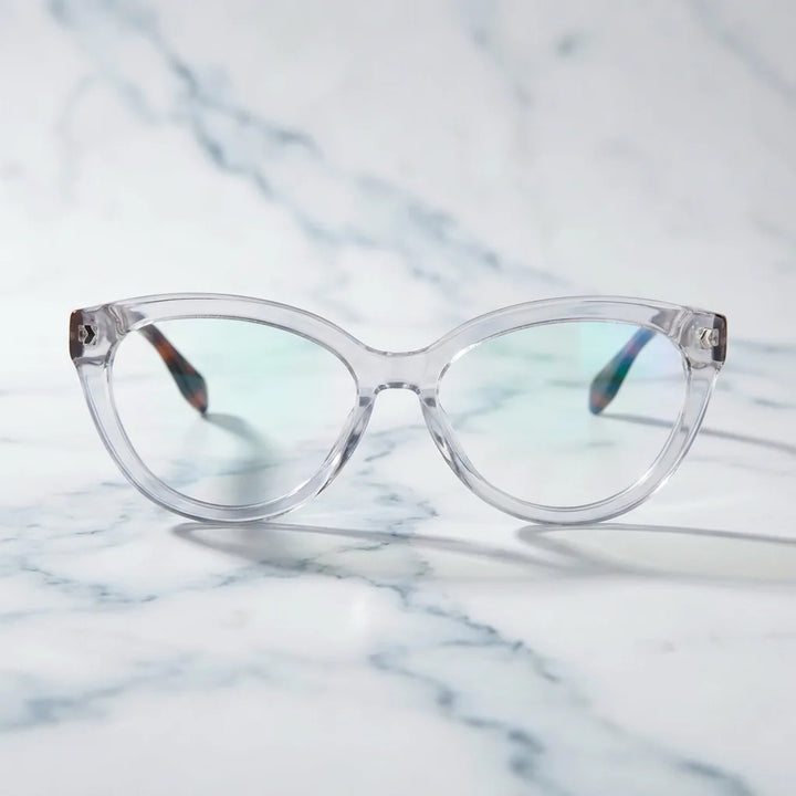Lenses optical aurora clear sobre mármol white elegante calidad premium prescription bonoboss #editorial_banner_confianza #color_transparente