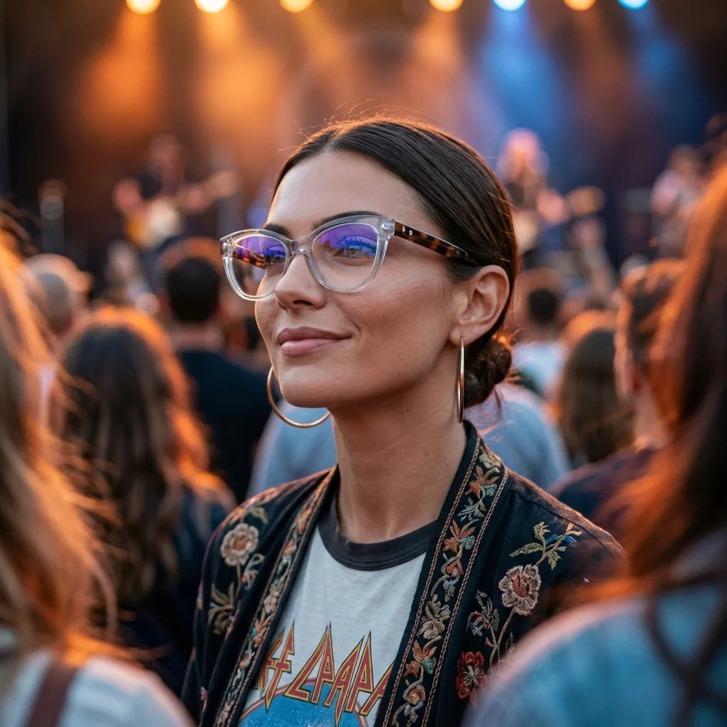 Lenses optical aurora clear women in concierto nocturno urbano bonoboss #editorial_lifestyle4 #color_transparente