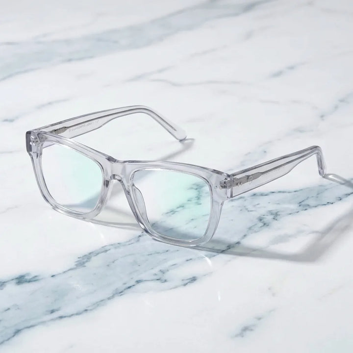 Lenses optical barcelona 1 clear sobre mármol white elegante frame premium bonoboss #editorial_armazon #color_transparente