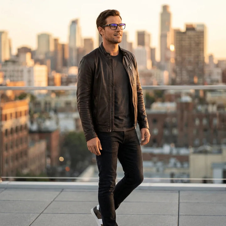 Lenses optical canelo black men profesional in rooftop urbano atardecer bonoboss #editorial_lifestyle1 #color_black