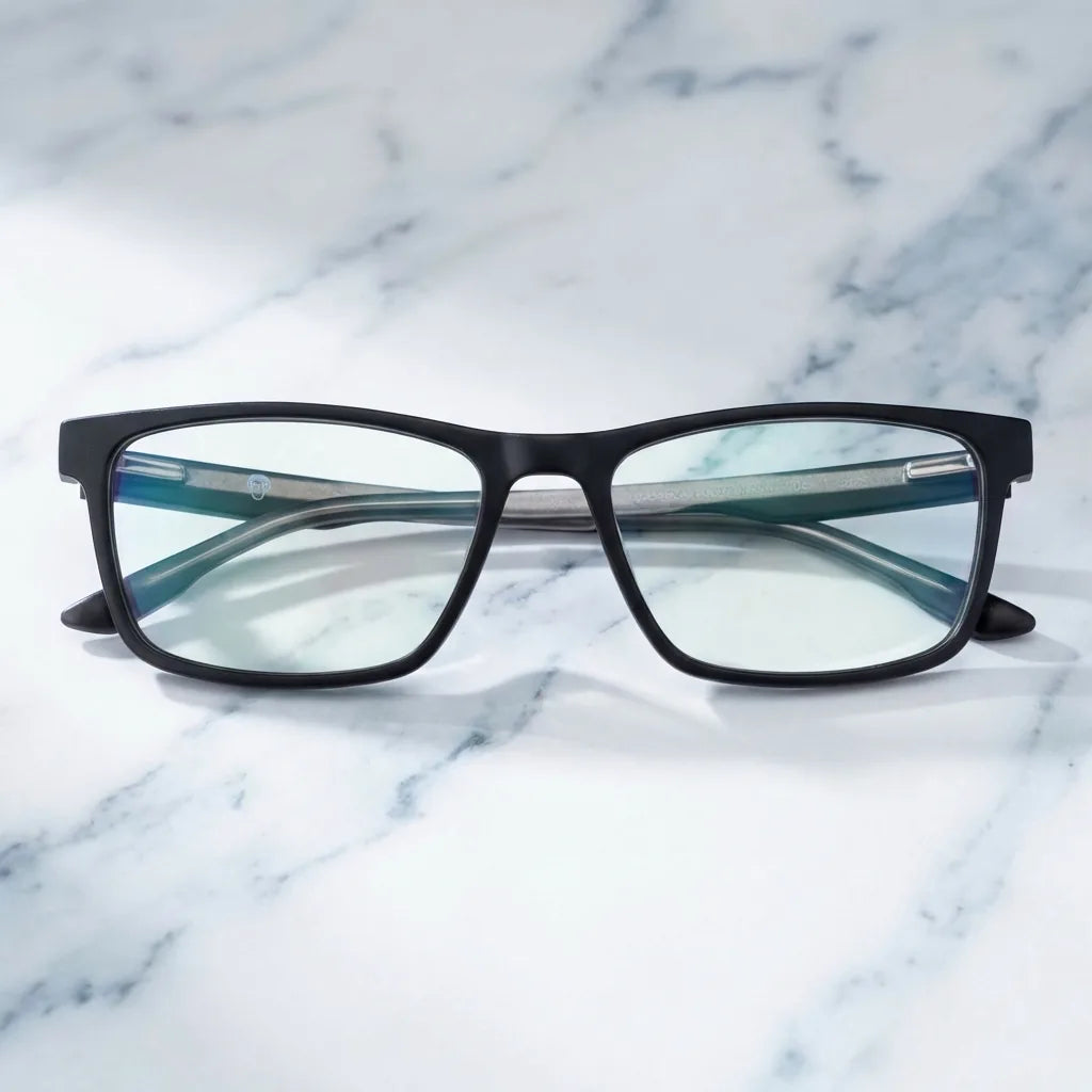 Lenses optical canelo black sobre mármol white elegante calidad premium prescription bonoboss #editorial_banner_confianza #color_negro