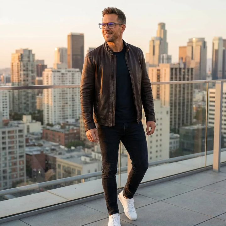 Lenses optical canelo clear men profesional in rooftop urbano atardecer bonoboss #editorial_lifestyle1 #color_transparente