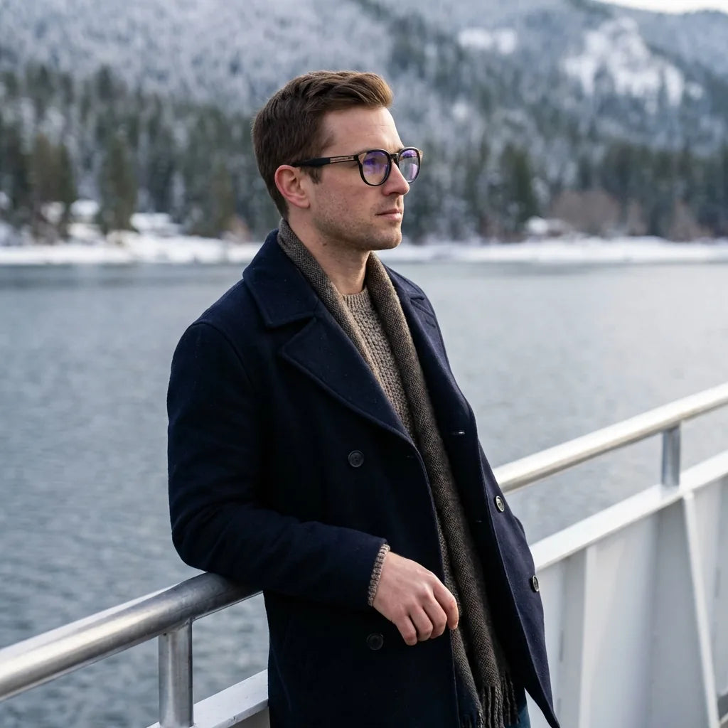 Lenses optical chiloe 0084 optical black modelo in barco lago with bosque nevado bonoboss #editorial_lifestyle2 #color_negro