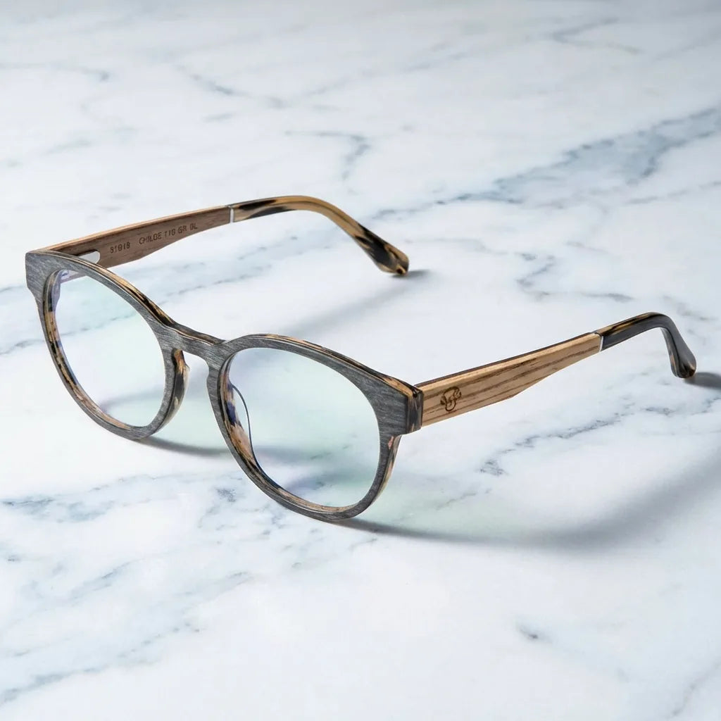 Lenses optical chiloe gray sobre mármol white elegante frame premium bonoboss #editorial_armazon #color_gris