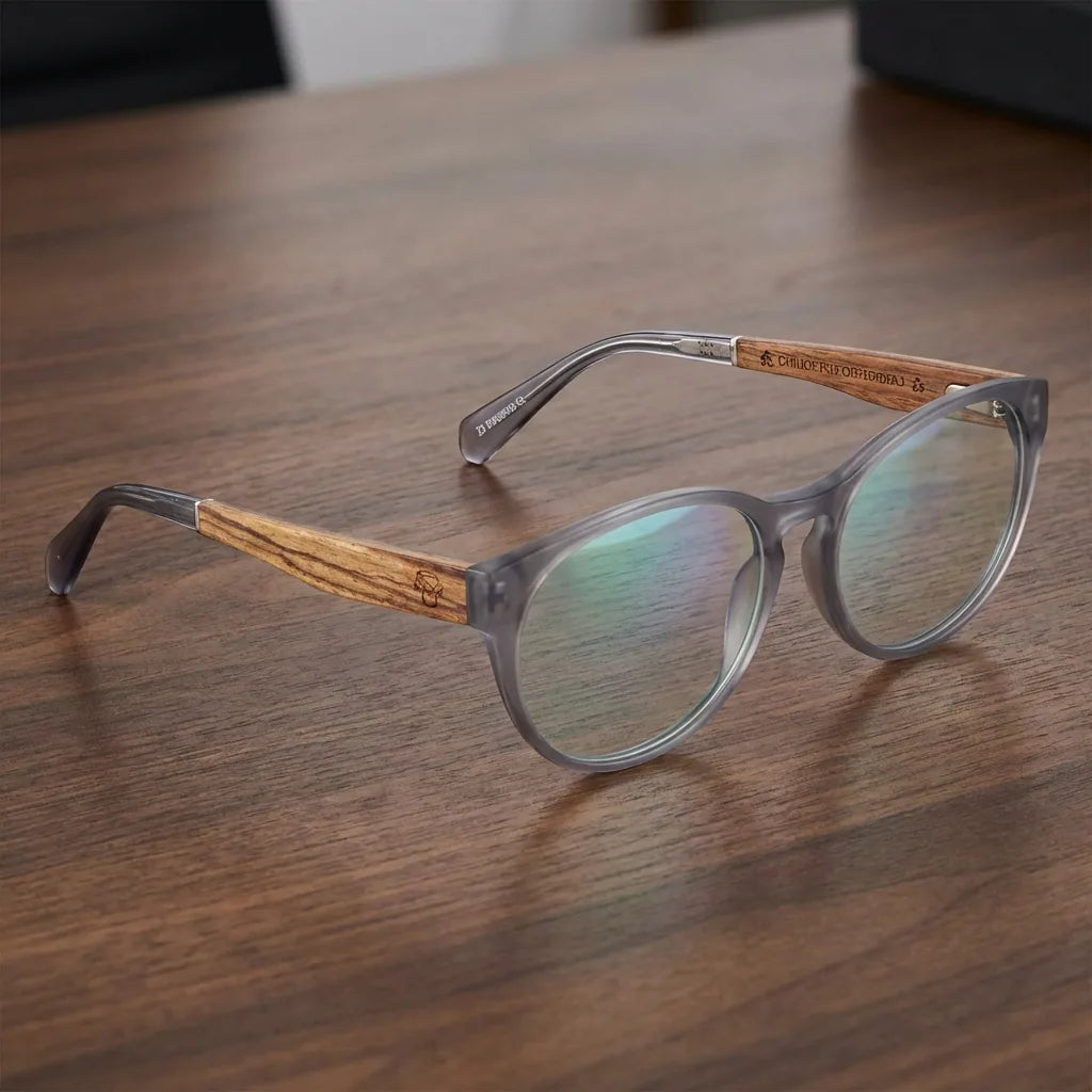 Lenses optical chiloe 111 clear sobre escritorio wooden premium frame premium bonoboss #editorial_armazon #color_transparente