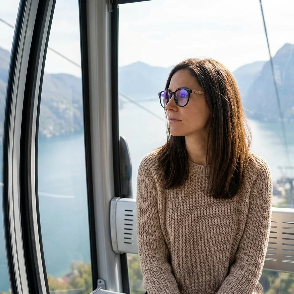 Lenses optical chiloe blue modelo in contexto social urbano profesional bonoboss #editorial_lifestyle3 #color_azul