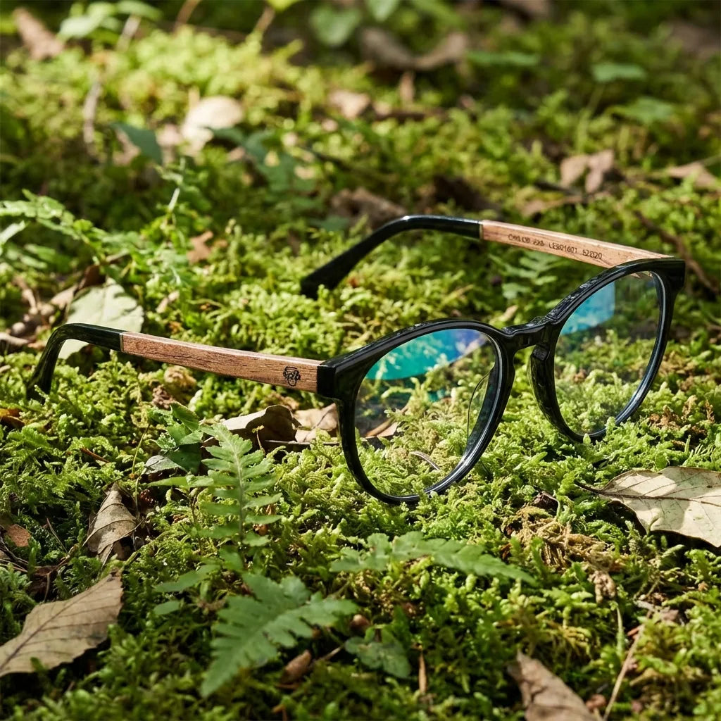 Lenses optical chiloe blue in bosque green natural diseño sustainable bonoboss #editorial_sustentabilidad #color_azul