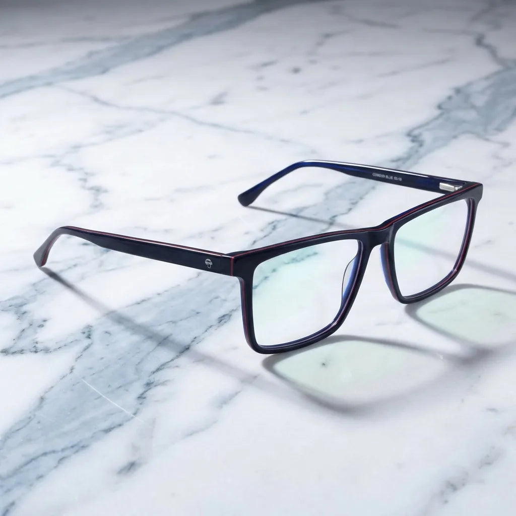 Lenses optical condor blue sobre mármol white elegante frame premium bonoboss #editorial_armazon #color_azul