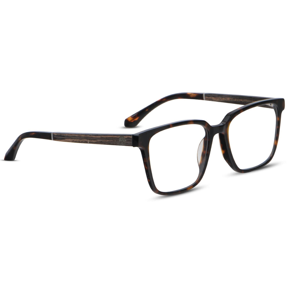 Optical frames tortoise and forma cuadrada with wooden temples natural sustainable recycled Bonoboss #color_carey