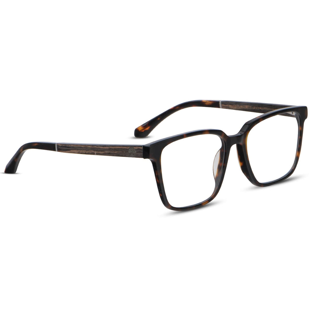 Optical frames tortoise and forma cuadrada with wooden temples natural sustainable recycled Bonoboss #color_carey