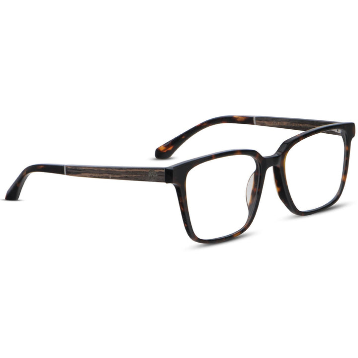 Optical frames tortoise and forma cuadrada with wooden temples natural sustainable recycled Bonoboss #color_carey