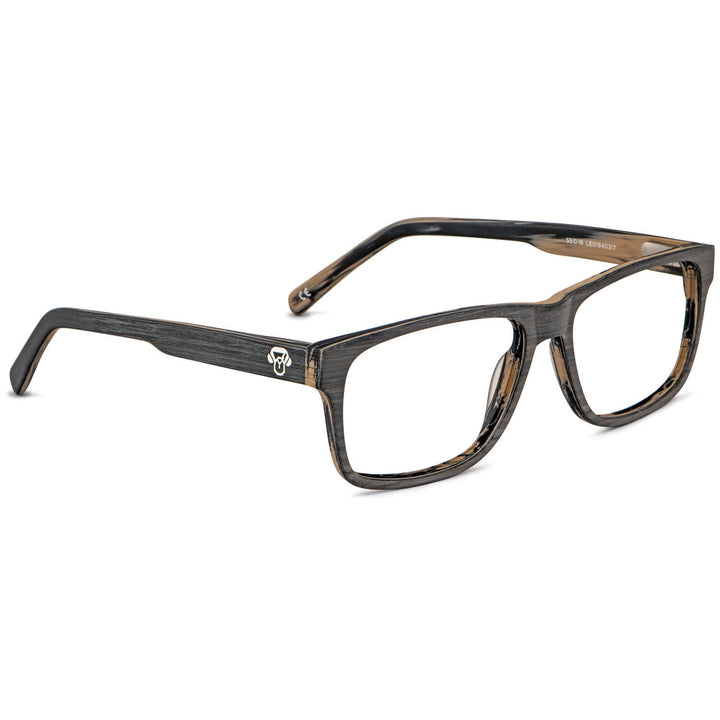 Front view frames or optical frames material sustainable recycled ecologico forma rectangular black for men and women round face Bonoboss #color_gris