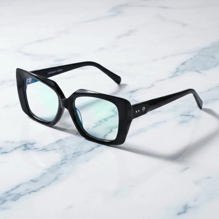Lenses optical domi black sobre mármol white elegante frame premium bonoboss #editorial_armazon #color_negro