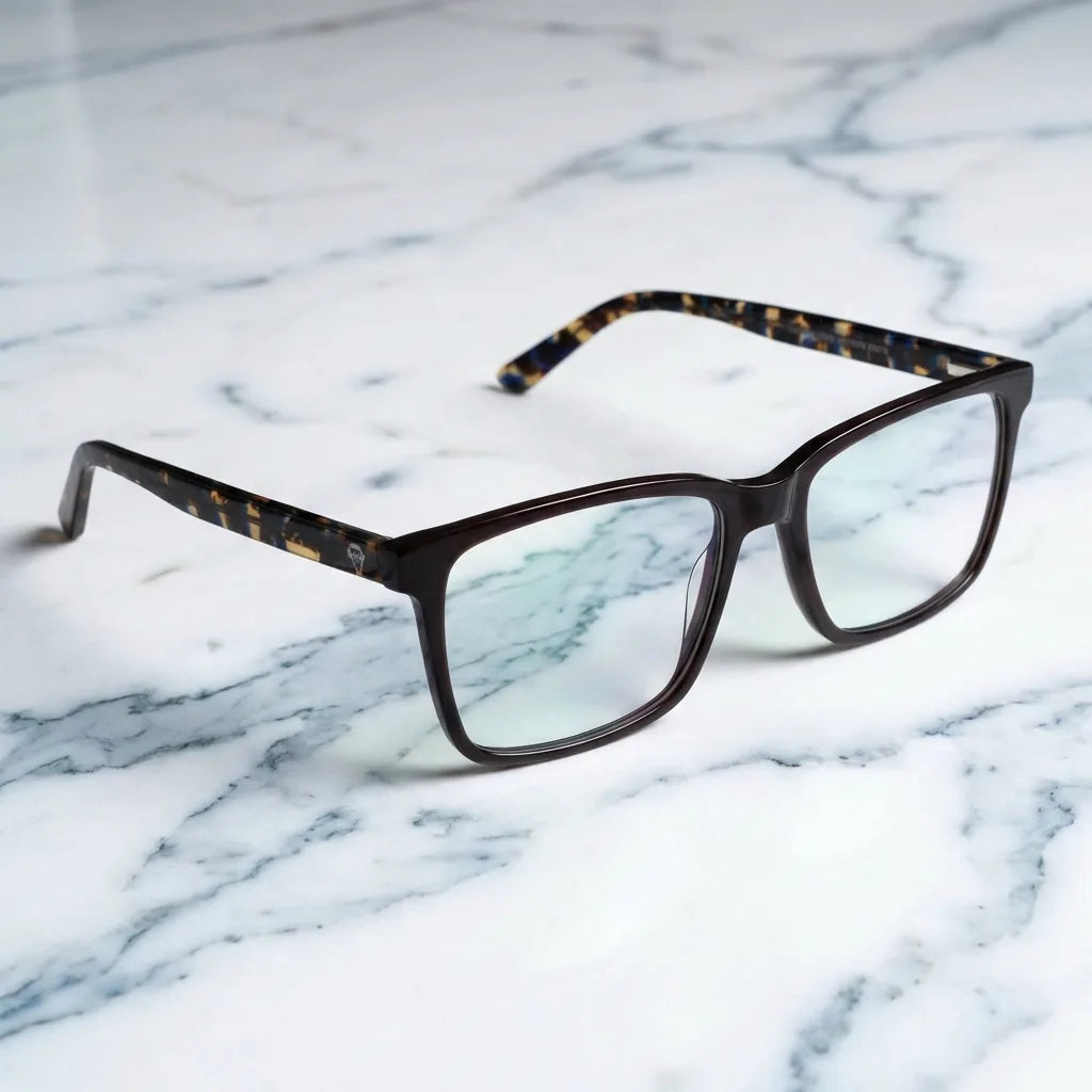 Lenses optical don eduardo brown sobre mármol white elegante frame premium bonoboss #editorial_armazon #color_brown