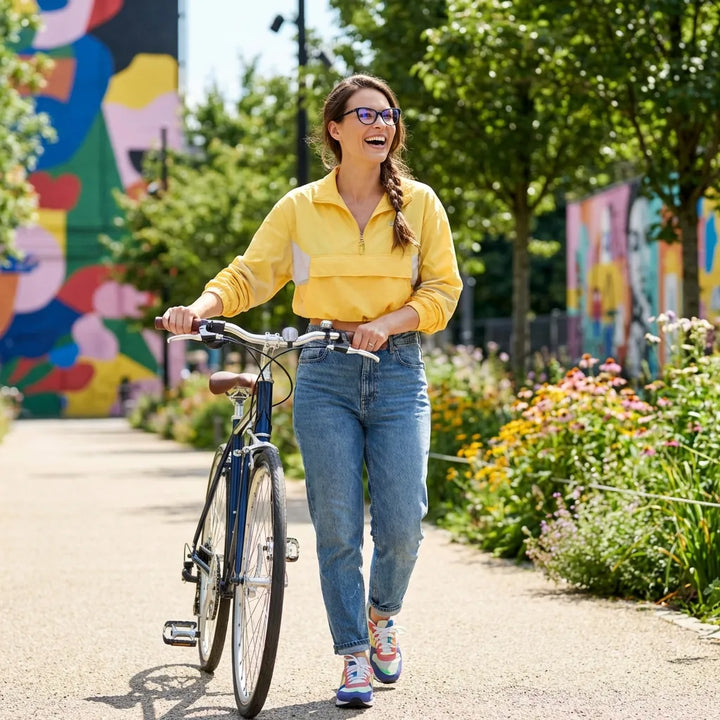 Lenses optical emily blue women ciclista urbana estilo café bonoboss #editorial_lifestyle4 #color_azul
