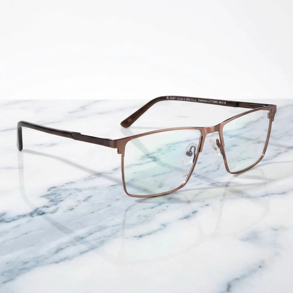 Lenses optical francisco brown sobre mármol white elegante frame premium bonoboss #editorial_armazon #color_brown