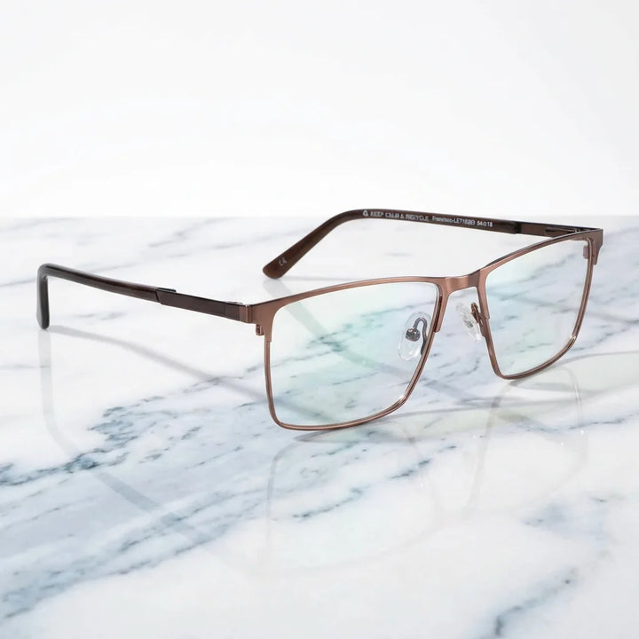 Lenses optical francisco brown sobre mármol white elegante frame premium bonoboss #editorial_armazon #color_brown