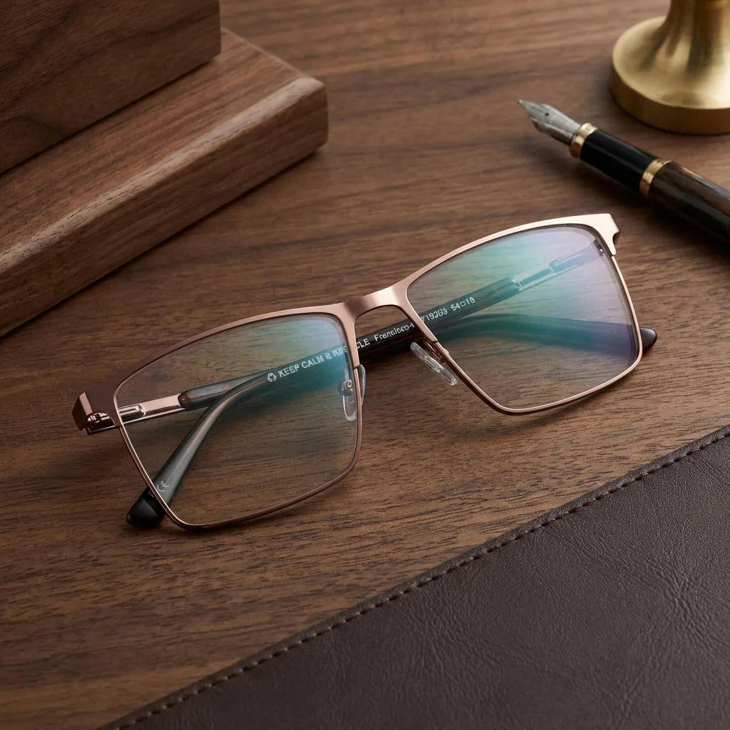 Lenses optical francisco brown sobre escritorio wooden premium calidad premium prescription bonoboss #editorial_banner_confianza #color_brown