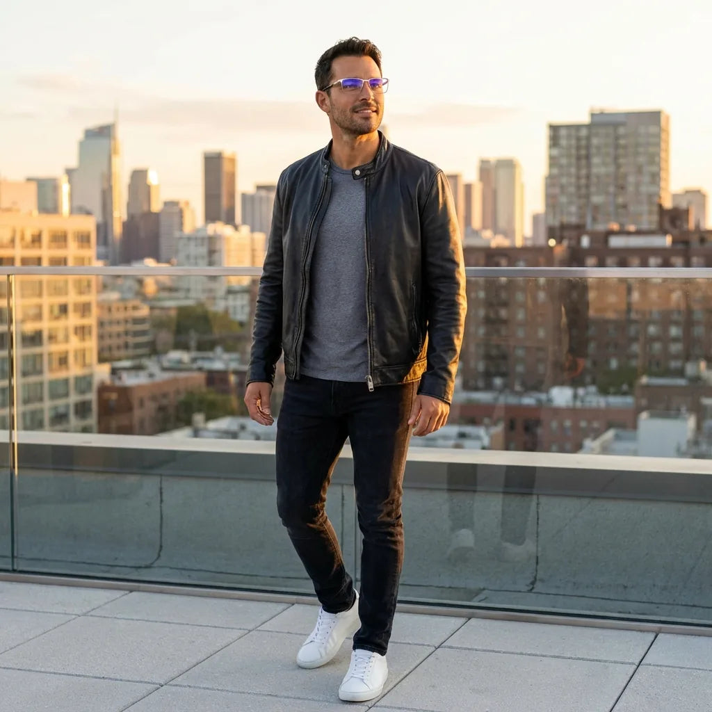 Lenses optical francisco silver men profesional in rooftop urbano atardecer bonoboss #editorial_lifestyle1 #color_plateado