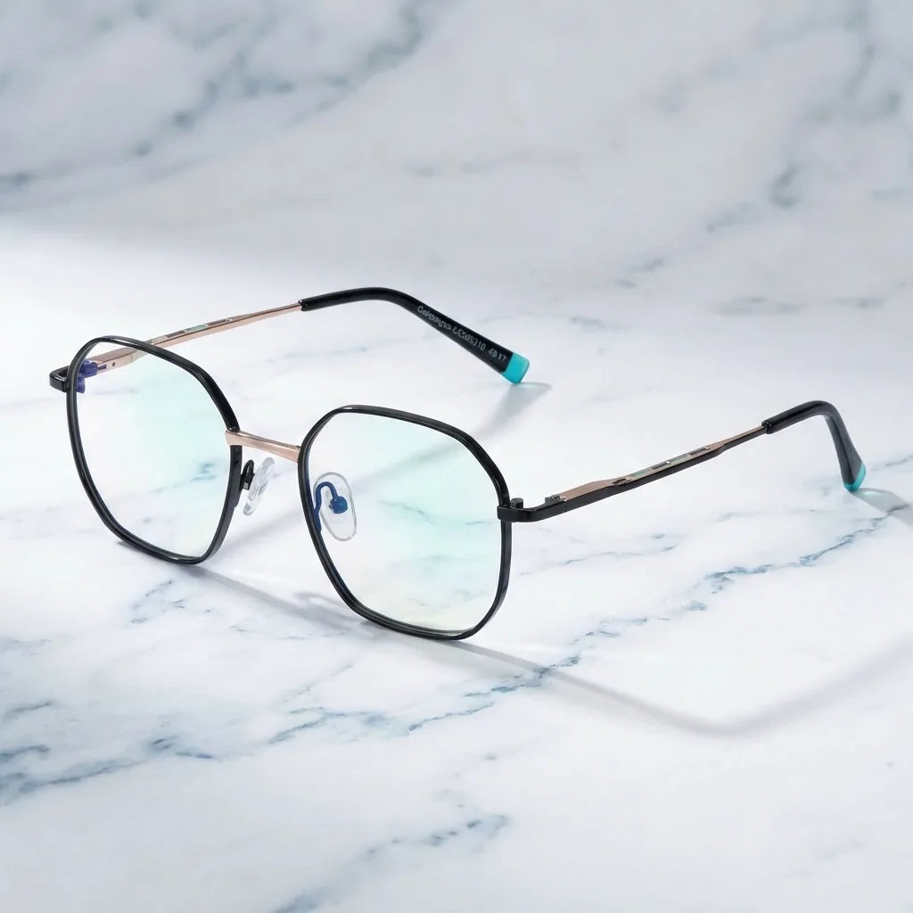 Lenses optical galapagos metal black sobre mármol white elegante frame premium bonoboss #editorial_armazon #color_negro