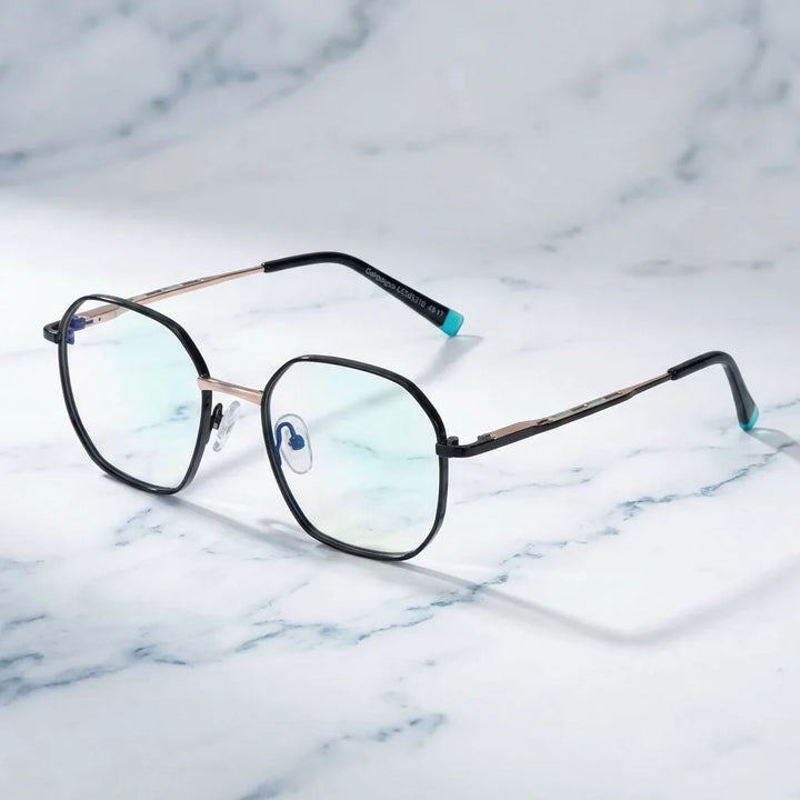 Lenses optical galapagos metal black sobre mármol white elegante frame premium bonoboss #editorial_armazon #color_negro